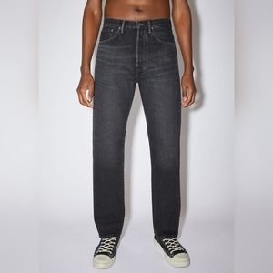 Acne Studios Mens Jeans Size 33 X 32 Black Straight Leg Button Fly Low Waist